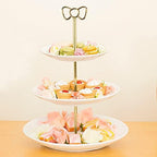 3 Tier 14" Heavy Metal Cake Stand Holder Fruit Plate Stand Fitting Hardware Rod (Golden_Bow) in Golden_bow, alternate view 6