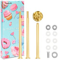 3 Tier 14" Heavy Metal Cake Stand Holder Fruit Plate Stand Fitting Hardware Rod (Golden_Rose) in Golden