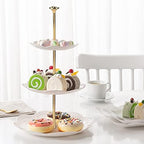 3 Tier 14" Heavy Metal Cake Stand Holder Fruit Plate Stand Fitting Hardware Rod (Golden_Rose) in Golden, alternate view 6