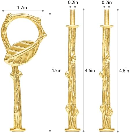3 Tier 14" Heavy Metal Cake Stand Holder Fruit Plate Stand Fitting Hardware Rod (Golden_Leaves) in Golden-Leaves, alternate