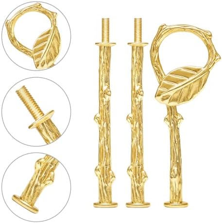 3 Tier 14" Heavy Metal Cake Stand Holder Fruit Plate Stand Fitting Hardware Rod (Golden_Leaves) in Golden-Leaves, alternate