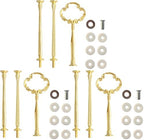 3 Tier 14" Heavy Metal Cake Stand Holder Fruit Plate Stand Fitting Hardware Rod with Stylus (Golden_Sun Flower)