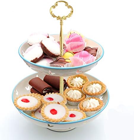 3 Tier 14" Heavy Metal Cake Stand Holder Fruit Plate Stand Fitting Hardware Rod with Stylus (Golden_Sun Flower), alternate