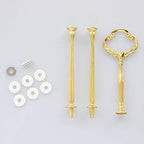 3 Tier 14" Heavy Metal Cake Stand Holder Fruit Plate Stand Fitting Hardware Rod with Stylus (Golden_Sun Flower), alternate