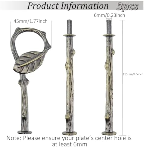 3 Tier 14" Tier Cake Tray Stand Hardware Fitting Holder Rod(Bronze) in Bronze, alternate view 3