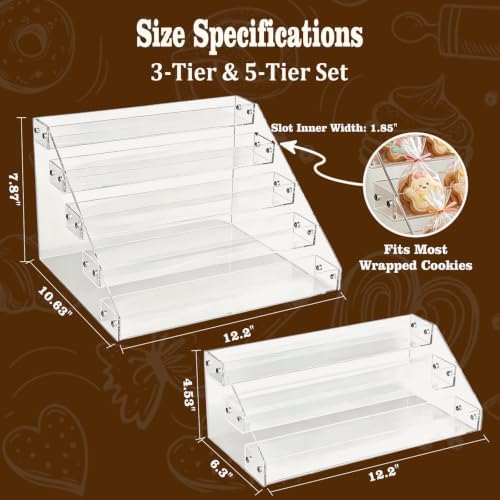 3-Tier & 5-Tier Acrylic Cookie Display Stand Set for Bakers Vendors in Clear, alternate view 3