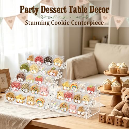 3-Tier & 5-Tier Acrylic Cookie Display Stand Set for Bakers Vendors in Clear, alternate view 6