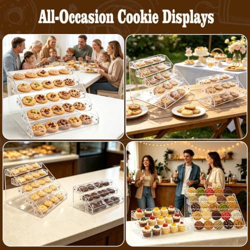 3-Tier & 5-Tier Acrylic Cookie Display Stand Set for Bakers Vendors in Clear, alternate view 7