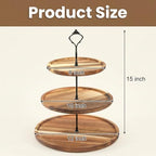 3-Tier Acacia Wood Cupcake Stand, Large Rustic Dessert Display Tower in Natural Wood, alternate view 3
