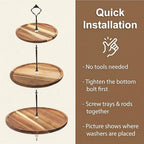 3-Tier Acacia Wood Cupcake Stand, Large Rustic Dessert Display Tower in Natural Wood, alternate view 5