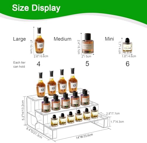 3‐Tier Acrylic Cologne Organizer for Men, Perfume Riser Shelf in Clear, alternate view 3