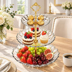 3 Tier Acrylic Cupcake Stand, Clear Dessert Display Tower for Party, White in White