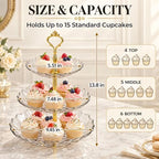 3 Tier Acrylic Cupcake Stand, Clear Dessert Display Tower for Party, White in White, alternate view 2