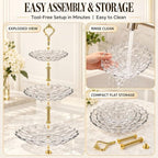 3 Tier Acrylic Cupcake Stand, Clear Dessert Display Tower for Party, White in White, alternate view 6