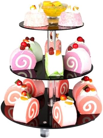 3 Tier Acrylic Cupcake Stand,, Clear Dessert Tower Holder Display with Base for Baby Shower, Birthday Party