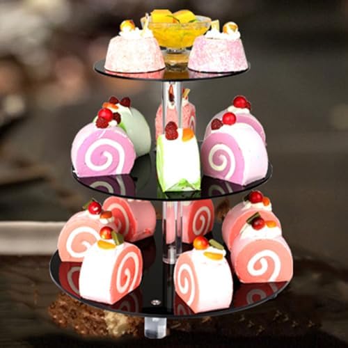 3 Tier Acrylic Cupcake Stand,, Clear Dessert Tower Holder Display with Base for Baby Shower, Birthday Party, alternate view 2