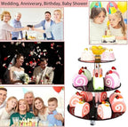 3 Tier Acrylic Cupcake Stand,, Clear Dessert Tower Holder Display with Base for Baby Shower, Birthday Party, alternate view 5