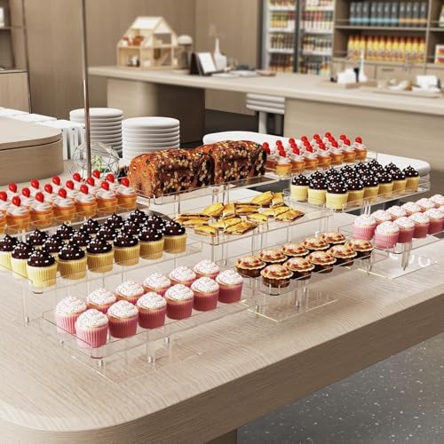 3 Tier Acrylic Cupcake Stand, Transparent Dessert Display in Transparent, alternate view 2