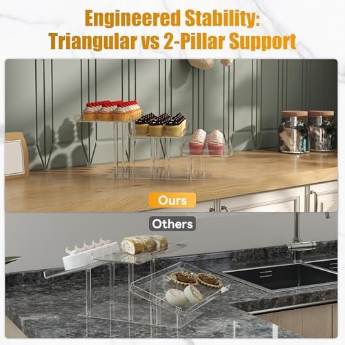 3 Tier Acrylic Cupcake Stand, Transparent Dessert Display in Transparent, alternate view 5