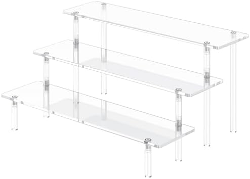 3 Tier Acrylic Display Risers, Large Perfume Organizer Stand (1 Pack) in 11.8x11x5.9 inch in Clear