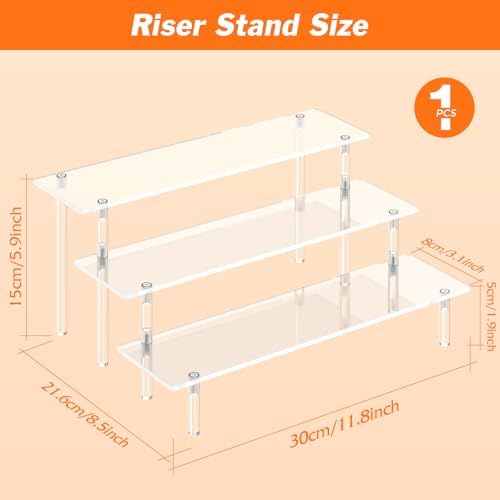 3 Tier Acrylic Display Risers, Large Perfume Organizer Stand (1 Pack) in 11.8x11x5.9 inch in Clear, alternate view 3