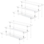 3 Tier Acrylic Display Risers, Large Perfume Organizer Stand (2 Pack) in 11.8x11x5.9 inch in Clear