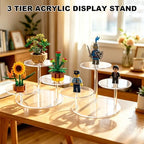 3 Tier Acrylic Display Stand, Clear Display Risers for LEGO Botanicals & Mini Figures, Tabletop Display Shelf, alternate view