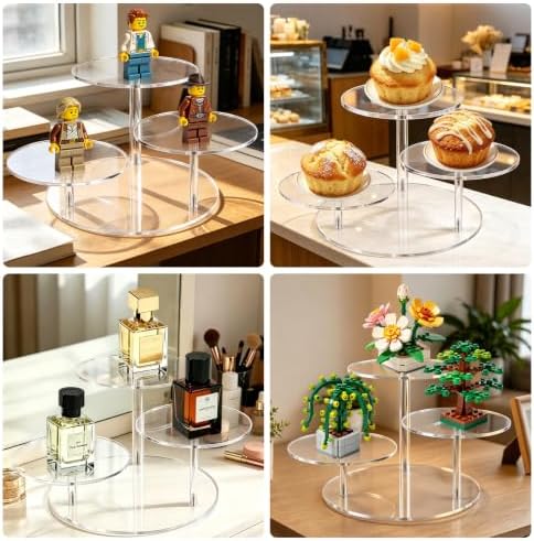 3 Tier Acrylic Display Stand, Clear Display Risers for LEGO Botanicals & Mini Figures, Tabletop Display Shelf, alternate view