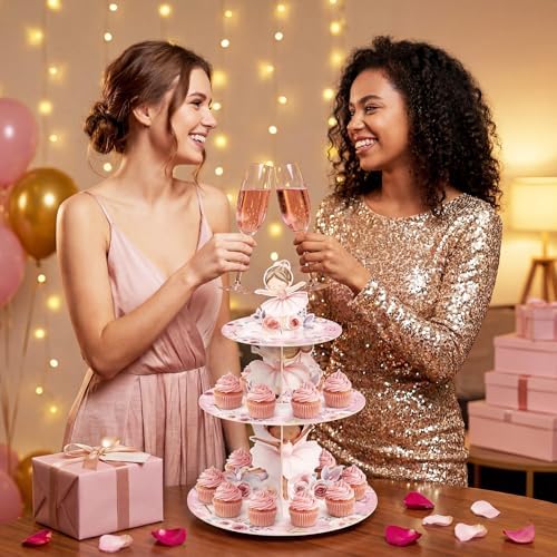 3 Tier Ballerina Party Decoration Ballerina Cupcake Stand in Multicolor, alternate view 6