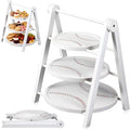 3 Tier Baseball Serving Trays Wooden Shaped Baseball Platters 12'' 10'' 8'' Oval Charcuterie Plate Board