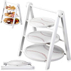 3 Tier Baseball Serving Trays Wooden Shaped Baseball Platters 12'' 10'' 8'' Oval Charcuterie Plate Board