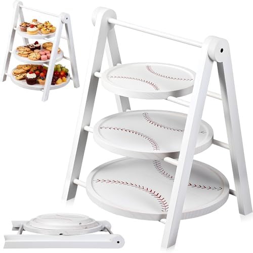 3 Tier Baseball Serving Trays Wooden Shaped Baseball Platters 12'' 10'' 8'' Oval Charcuterie Plate Board