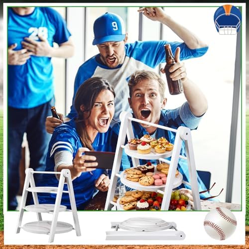 3 Tier Baseball Serving Trays Wooden Shaped Baseball Platters 12'' 10'' 8'' Oval Charcuterie Plate Board, alternate view 5