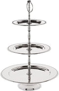 3-Tier Beaded Buffet Serving Stand, Silver, Large in Large in Silver