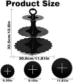 3 Tier Black Cupcake Stand, Cupcake Stand Cardboard - Easy to Assemble& Reusable(Lace Black) in Lace Black, alternate view 3