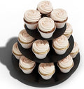 3-Tier Black Cupcake Stand Tower, Holds 12-20 Cupcakes, Sturdy Cardboard, Easy Assembly, Perfect for Parties &