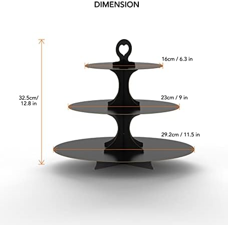 3-Tier Black Cupcake Stand Tower, Holds 12-20 Cupcakes, Sturdy Cardboard, Easy Assembly, Perfect for Parties &, alternate