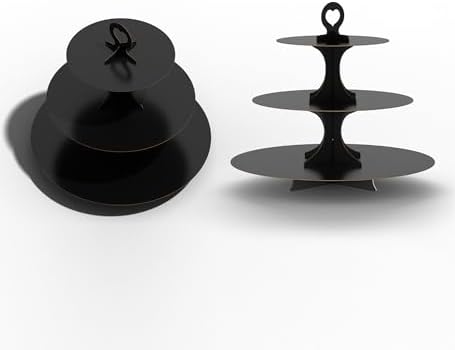 3-Tier Black Cupcake Stand Tower, Holds 12-20 Cupcakes, Sturdy Cardboard, Easy Assembly, Perfect for Parties &, alternate
