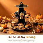 3‐Tier Black Gold Cardboard Cupcake Stand, Disposable Dessert Tower in 9INCH in Black-2PCS, alternate view 7