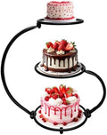 3-Tier Black Iron Cake Stand, Vintage Dessert Serving Tray Holder Cupcake Pastry Fruit Display Rack for Wedding