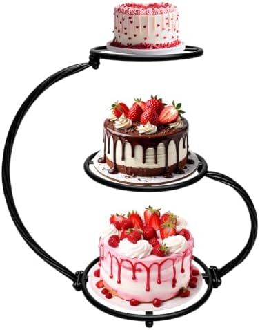 3-Tier Black Iron Cake Stand, Vintage Dessert Serving Tray Holder Cupcake Pastry Fruit Display Rack for Wedding