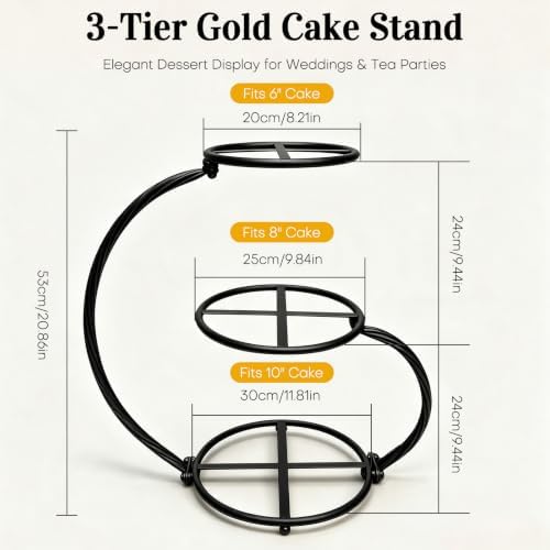 3-Tier Black Iron Cake Stand, Vintage Dessert Serving Tray Holder Cupcake Pastry Fruit Display Rack for Wedding, alternate