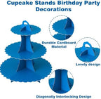 3 Tier Blue Cupcake Stand, Cupcake Stand Cardboard - Easy to Assemble& Reusable(Lace Blue) in Lace Blue, alternate view 4