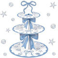 3 Tier Blue Ocean Cake Stand Blue Bow Birthday Party Decorations Bow Cake Stand Dessert Tower for Wedding Garden
