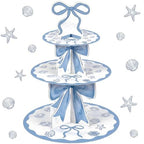 3 Tier Blue Ocean Cake Stand Blue Bow Birthday Party Decorations Bow Cake Stand Dessert Tower for Wedding Garden