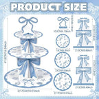3 Tier Blue Ocean Cake Stand Blue Bow Birthday Party Decorations Bow Cake Stand Dessert Tower for Wedding Garden, alternate