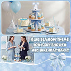 3 Tier Blue Ocean Cake Stand Blue Bow Birthday Party Decorations Bow Cake Stand Dessert Tower for Wedding Garden, alternate