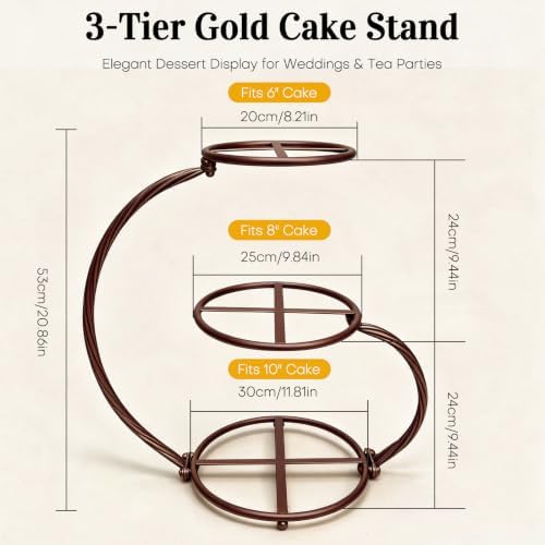 3-Tier bronze Iron Cake Stand, Vintage Dessert Serving Tray Holder Cupcake Pastry Fruit Display Rack for, alternate view 3
