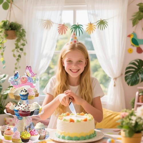 3 Tier Butterfly Cupcake Stand - Easy to Assemble& Reusable(Butterfly) in Butterfly, alternate view 6