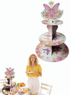 3 Tier Butterfly Cupcake Stand, Suitable for Butterfly Themes - Easy to Assemble& Reusable(4Butterfly) in